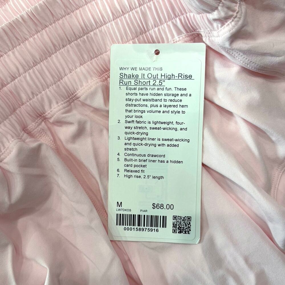NWT Lululemon Shake It Out High-Rise Running Short 2.5" Pink Pearl Size M - Picture 4 of 6